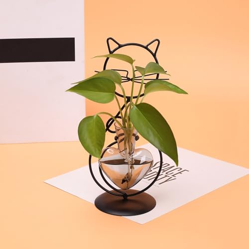 Plant Terrarium Propagation Station Gifts for Women Cat Lover - color: Gray