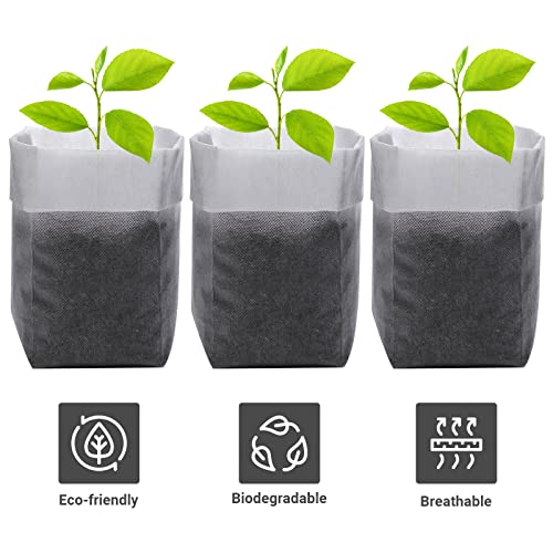 GREANER 100PCS Seedling Nursery Bags, 7.8x13.7 inches Biodegradable Non-Woven Fabric Plant Grow Bags, Seeding Starter Container Pouch for Vegetables, Flowers, Fruits, Trees, Indoors and Outdoors Use - size: 7.8"x13.7"/100pcs