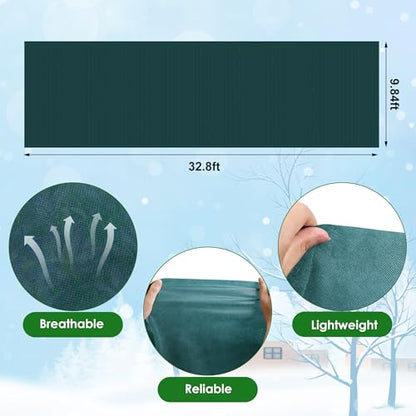 32.8x9.8 Ft Plant Covers Freeze Protection, Warm Winter Frost Cloth Blanket - color: Green-33x10ft