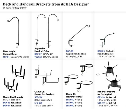 Achla Designs SFB-02C, 8 inch Railing clamp Window Flower Box Brackets, Black - size: 8 Inch