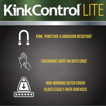 Kink Control Lite, Doesn’t Expand or Burst, Extremely Light Weight, Garden Hose, Water Hose with Superior UV Resistance, Ergonomic Grip, High Burst Strength,Kink Resistance, 100 Ft - size: 5/8" x 100 ft, style: Fabric Jacket