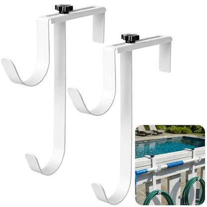 2 Pcs Double Pool Fence Hooks for Equipment, Adjustable Pools Pole Hanger