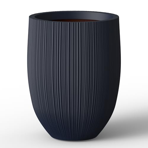 Kante Large Round Bullet Charcoal Concrete Planter 21.7" Tall, Outdoor - color: Charcoal, size: 21.7 Inch Tall