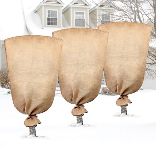 Legigo 3 Pack 32 X 40 Inch Burlap Bags for Winter Plant Frost Protection - size: 32 X 40 Inch