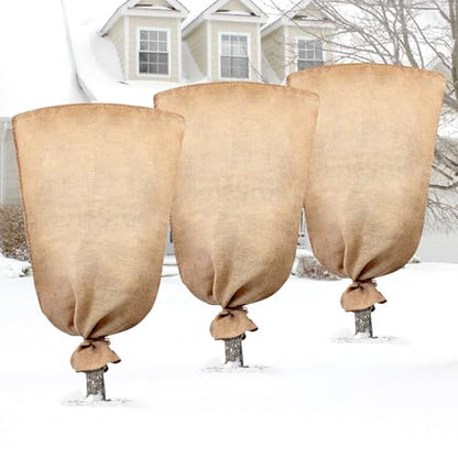 Legigo 3 Pack 32 X 40 Inch Burlap Bags for Winter Plant Frost Protection - size: 32 X 40 Inch