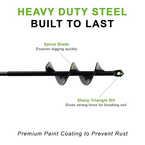 Auger Drill Bit for Planting 1.6 x 9 Inch, Garden Spiral Hole Drill, Bulb Auger, Easy Planter Rapid Planter Bulb & Bedding Plant Auger for 3/8" Hex Drive - size: 1.6" x 9"-Black