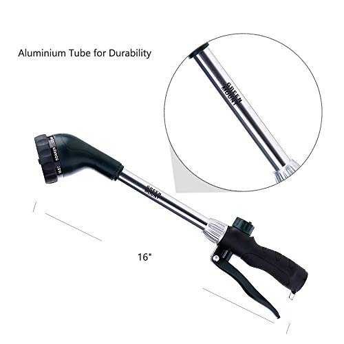 GREEN MOUNT Watering Wand 16-Inch, Heavy Duty Garden Wand with 8 Spray Patterns | Ergonomic & Lightweight for Easy Watering | Ideal for Hanging Baskets, Potted Plants, Window Boxes，Blackish Green - color: Blackish Green