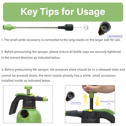 0.5 Gallon Hand Pump Sprayer with 2 Adjustable Nozzle