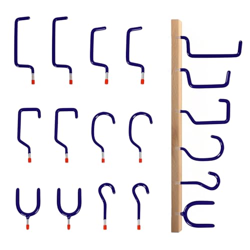 Garage Hooks Heavy Duty, 12-Pack Mixed Utility Garage Hooks, Wall Mounted Steel Tool Hangers for Garage Wall Organizer, Hold Ladders Tools Bikes (Blue, 6 Type & 12 Pack) - color: Blue, size: 6 Type & 12 Pack