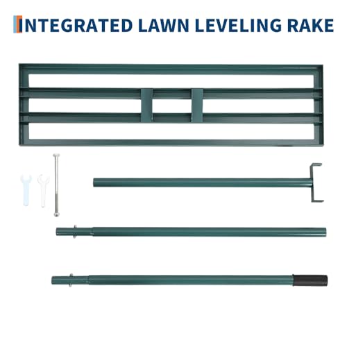 Lawn Leveling Rake, 30" x 10" Heavy Duty Steel Lawn Leveler Tool with 6 FT Extended Handle, Level Soil Sand Dirt for Yard, Garden, Golf Course, Farm, Green - color: Green, size: 6FT 30"x10"