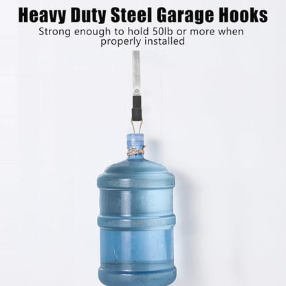 AccEncyc Heavy Duty Garage Hooks, 2Pcs Stainless Steel Wall Mount Hooks, 50lb Weight Capacity, for Garden Hose, Bike, Ladder, Tool Organizer (Medium) - size: Medium
