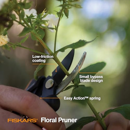 Fiskars Floral Bypass Pruning Shears, Garden Clippers for Deadheading, 10.75 x 3.88 inches (Pack of 6) - style: Floral Pruner (Pack of 6)