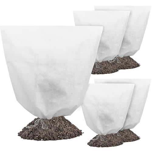 Gardzen 5-Pack Plant Covers Freeze Protection, Drawstring Tree Cover, Winter Freeze Plant Protection, Tree Jacket Frost Blanket for Outdoor Plants, 22.4" x 24" - size: 22.4" x 24"