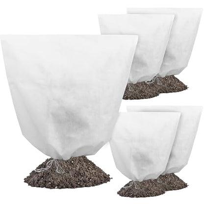 Gardzen 5-Pack Plant Covers Freeze Protection, Drawstring Tree Cover, Winter Freeze Plant Protection, Tree Jacket Frost Blanket for Outdoor Plants, 22.4" x 24" - size: 22.4" x 24"