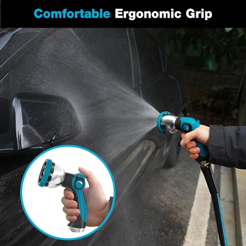 Besiter Garden Hose Nozzle Sprayer: 2 Pack 10 Watering Patterns Spray Nozzles Heavy Duty Metal Hose Head Hose Attachment, Thumb Control On Off Valve Blue Orange - color: BlueOrange