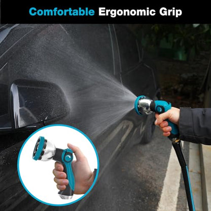 Besiter Garden Hose Nozzle Sprayer: 2 Pack 10 Watering Patterns Spray Nozzles Heavy Duty Metal Hose Head Hose Attachment, Thumb Control On Off Valve Blue Orange - color: BlueOrange
