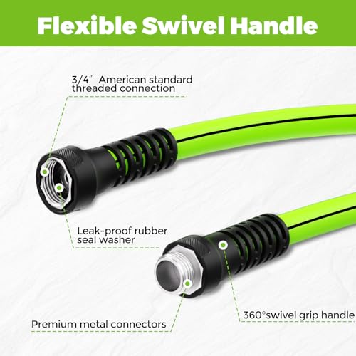 Garden Hose 25 ft x 5/8",Heavy Duty Water Hose - color: Light Green, size: 25FT