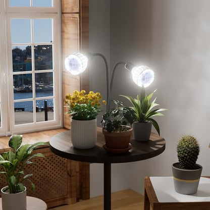 GooingTop Grow Light,24W (160Watts Equiv) 5000K White Full Spectrum LED Growing Lamp Clip on Desk for Indoor Plants,Bulbs Replaceable & Non-dimmable (Black, 160W) - size: 160W