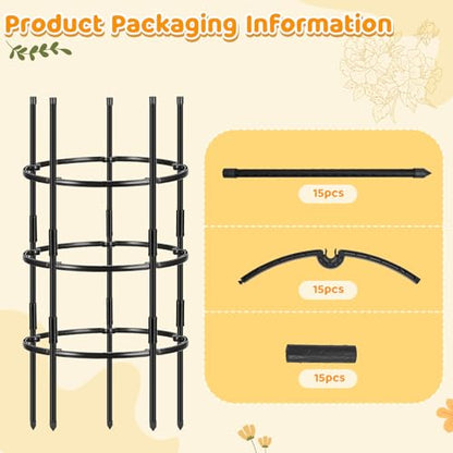 19.5" D x 39" H Peony Plant Support Cage,3-Tier Stackable