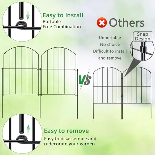 GOTGELIF Decorative Garden Fence 25 Panels, 17''(H) x26.7FT(L) Arched No Dig Animal Barrier with 26 Rustproof Stakes - Metal Dog Fence for Small Pets, Yard & Patio Border, Easy Install & Sturdy Design - size: 17" X 26.7FT