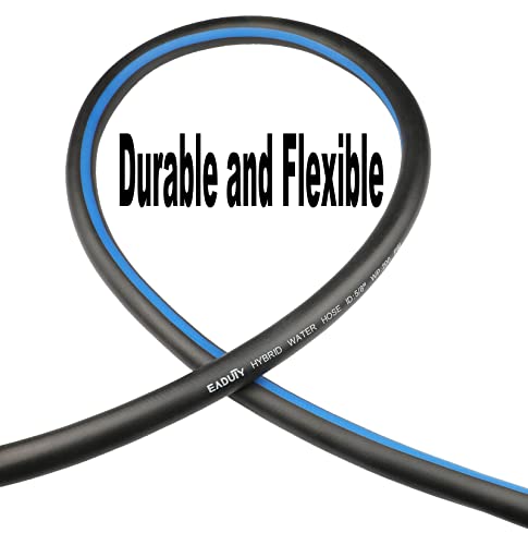 Hybrid Garden Hose 5/8 IN. x 25 FT, Heavy Duty, Lightweight, Flexible with Rotatable Grip Handle and Solid Brass Fittings, Gray+Blue - size: 25 FT