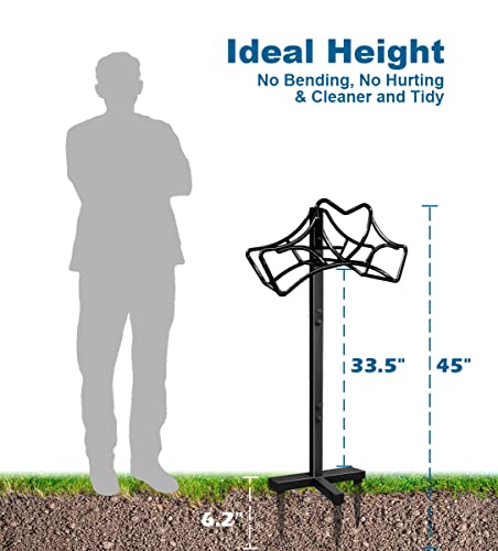 Artigarden Outdoor Garden Freestanding Hose Holder Stand, Heavy Duty Metal Water Pipe Storage Rack Stake for Backyard, Black - style: Heart Style