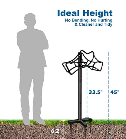 Artigarden Outdoor Garden Freestanding Hose Holder Stand, Heavy Duty Metal Water Pipe Storage Rack Stake for Backyard, Black - style: Heart Style