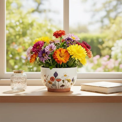 Terracotta Pots, 8+6 Inch Plant Pots, 2 Pcs with Drainage Holes - color: French Country, size: 8+6 Inch
