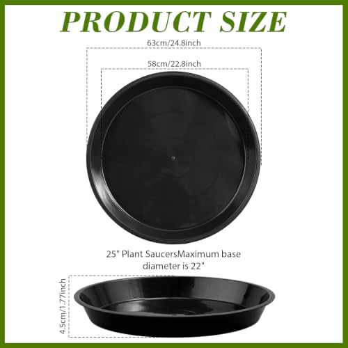 6 Pack 25 inch Plant Saucers for 22 inch Planters, Modern Matte Finish 18 20 22 25 inch Flower Pot Drip Tray Base for Indoors Outdoors, Heavy Duty Plant Trays to Catch Water, Black - size: 25 inch