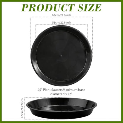 6 Pack 25 inch Plant Saucers for 22 inch Planters, Modern Matte Finish 18 20 22 25 inch Flower Pot Drip Tray Base for Indoors Outdoors, Heavy Duty Plant Trays to Catch Water, Black - size: 25 inch