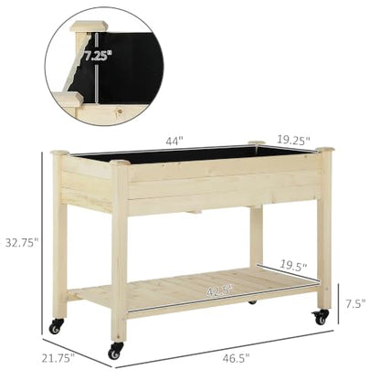 Outsunny Raised Garden Bed Elevated Planter Box 47" x 22" x 33", Natural - color: Natural, size: 47" x 22" x 33"