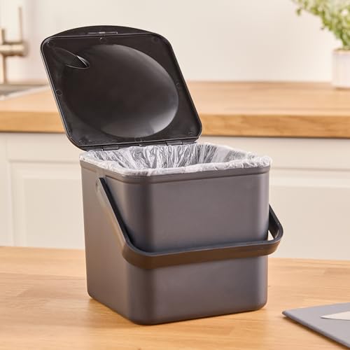 Minky Homecare Kitchen Compost Bin – Countertop Food Waste Caddy with Easy Wipe Clean Interior – Made in The UK - 3.5L (0.9 gal.) ECO Black - color: ECO Black