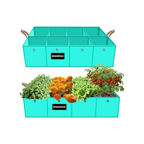 2 Pcs 4x2x1Ft 8 Grids Raised Garden Bed for Outdoor Vegetables - size: 60 gallon
