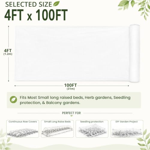 Roll Packed 4x100FT Garden Netting, Fine Mesh Insect Barrier for Plants - size: 4Ft x 100Ft