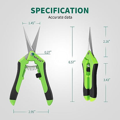 SZHLUX 6.5 Inch Gardening Scissors Hand Pruner Pruning Shears (1, Green) - color: Green
