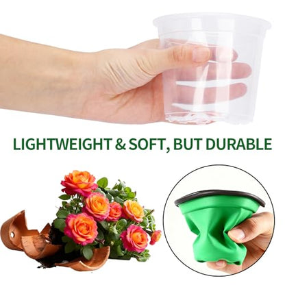 24 Pcs Clear Nursery Pots with Drainage, 4-9.5" Plastic Plant Pots - size: Size C