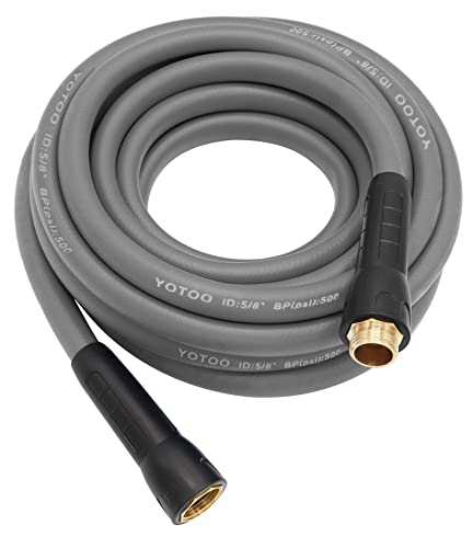 YOTOO Heavy Duty Hybrid Garden Water Hose 5/8-Inch by 25-Feet 150 PSI Kink Resistant, Flexible with Swivel Grip Handle and 3/4" GHT Solid Brass Fittings, Gray - color: Gray, size: 25 FT