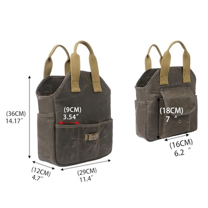 Waxed Canvas Garden Tool Bag Heavy Duty Yard Storage Florist Tote Organizer