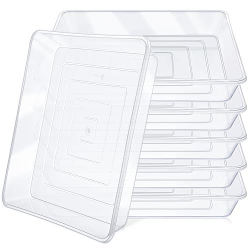 Greaner 16 Inch Square Plant Saucer, 6 Packs Plastic Plant Saucer Drip Tray, Durable Thick Plant Tray to Catch Water for Indoor Outdoor Plant Pots, 1.97 Inch Deep, Clear - color: Clear, size: 16"