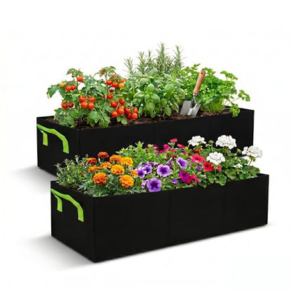 Plant Grow Bags, 2 Pack, 38 Gallon, 3 Holes Rectangle - color: 2 Pack 38 Gallon