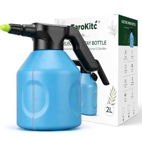 TaroKitc Electric Spray Bottle 2L/0.5 Gallon, 3 Speed Adjustable Battery Powered Garden Sprayer, Rechargeable Automatic Plant Mister with Adjustable Nozzle for Indoor/Outdoor Plants
