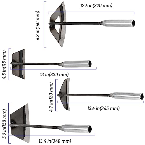 4 PCS Garden Hoe Tool Set, Hardened Hollow Hoe Garden Edger Weeder, Sharp Handheld Hoe for Weeding, Loosening Soil, Planting - size: Hollow Hoes 4PCS