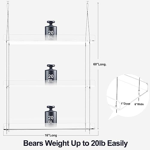 3-Tier Hanging Clear Plant Shelves for Windows, 16 Inch per Tier - size: 3 Tier