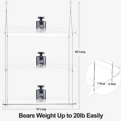3-Tier Hanging Clear Plant Shelves for Windows, 16 Inch per Tier - size: 3 Tier
