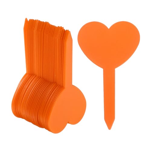 100pcs Plastic Plant Labels 3.26" x 1.97" Reusable Waterproof & Sun-Proof Garden Tags for Nursery Potted Herbs Flowers, Orange