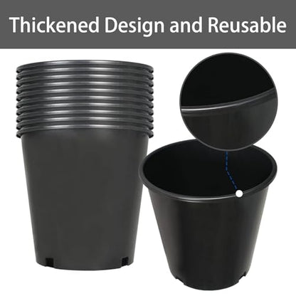 2 Gallon Plant Nursery Pot 10-Pack 2 Gallon Plastic Garden Planter Pots Flower Seedling Injection Molded Container Seed Starting Pot for Indoor Outdoor Plants Seedlings Vegetables Black - size: Standard 2 Gallon