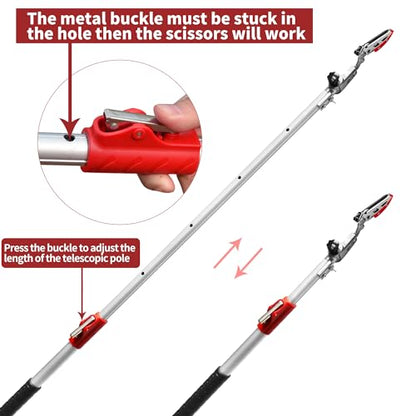 GARTOL Pruner for Garden, Cut Upto 1 Inch & Hold Telescopic Pole Pruner, Fruit Picker with Rotating Blade Head, Lightweight Aluminum Extendable Handle for Tree Branch Cutter, 3.67-5.45 FT, Silver - size: 3.67-5.45 FT