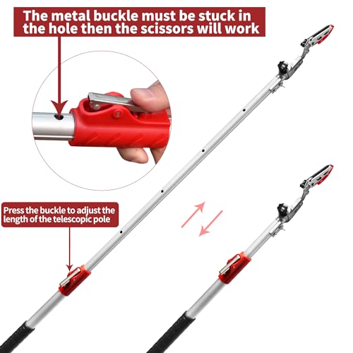GARTOL Pruner for Garden, Cut Upto 1 Inch & Hold Telescopic Pole Pruner, Fruit Picker with Rotating Blade Head, Lightweight Aluminum Extendable Handle for Tree Branch Cutter, 7.87-13.78 FT, Silver - size: 7.87-13.78 FT