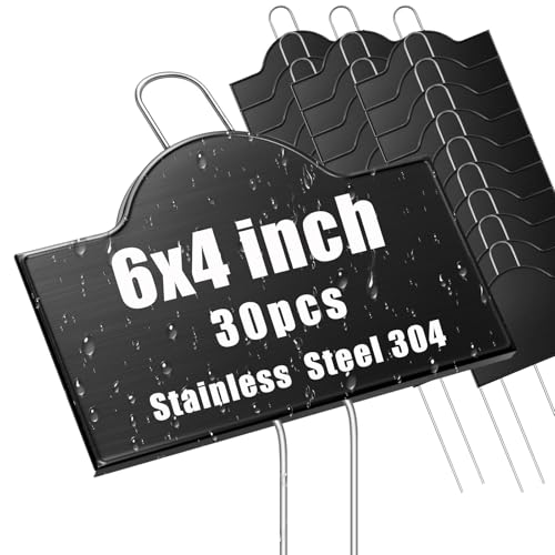 Landhoow Extra Large Metal Plant Markers 6" x 4" with 11'' Stake, 30 Pack