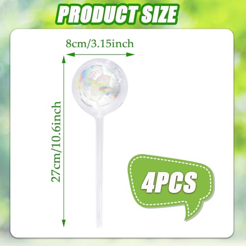 Pynqdfu 4 Pcs Large Plant Watering Globes,Self Watering Planter Insert Plant Accessories,Rainbow Gradient Glass Watering Devices for Vacation,Travel,Indoor,Outdoor,Home,Garden,10.6" L×3.15" D - size: 4PCS 27CM